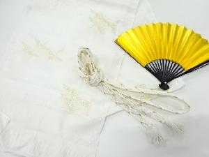 リサイクル　正絹　群鶴模様織出し帯揚げ・帯締めセット